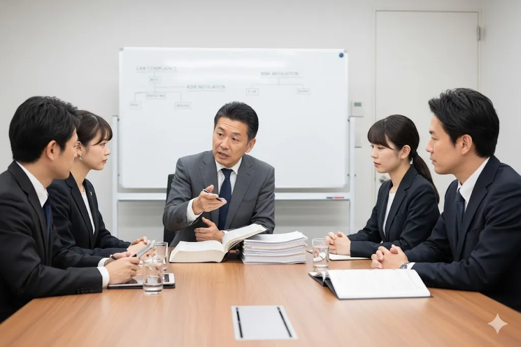 オフィスで法律の研修を受ける管理職たち