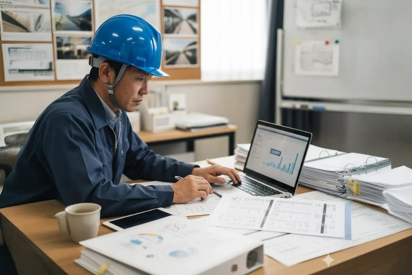 建設業者が補助金の選び方を検討している様子