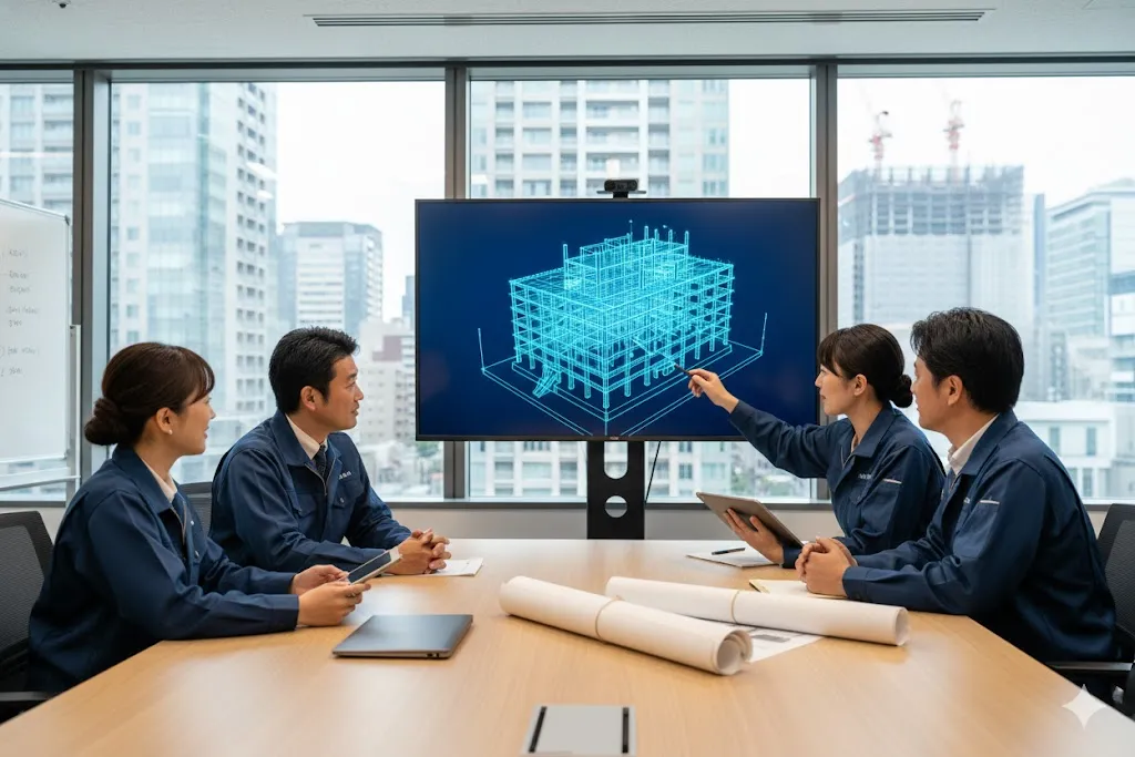 BIM標準対応のために社内体制を検討するチームミーティングの様子