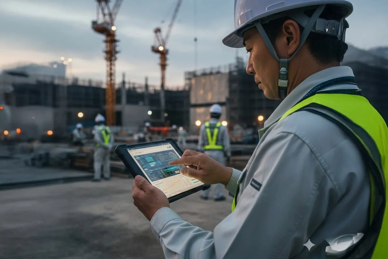 建設キャリアアップシステム(CCUS)の利用をイメージする建設技能者