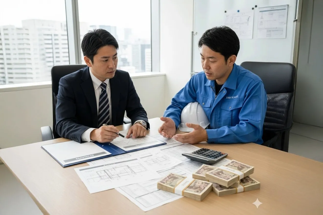 建設業の会社設立にかかる3つの費用構造イメージ