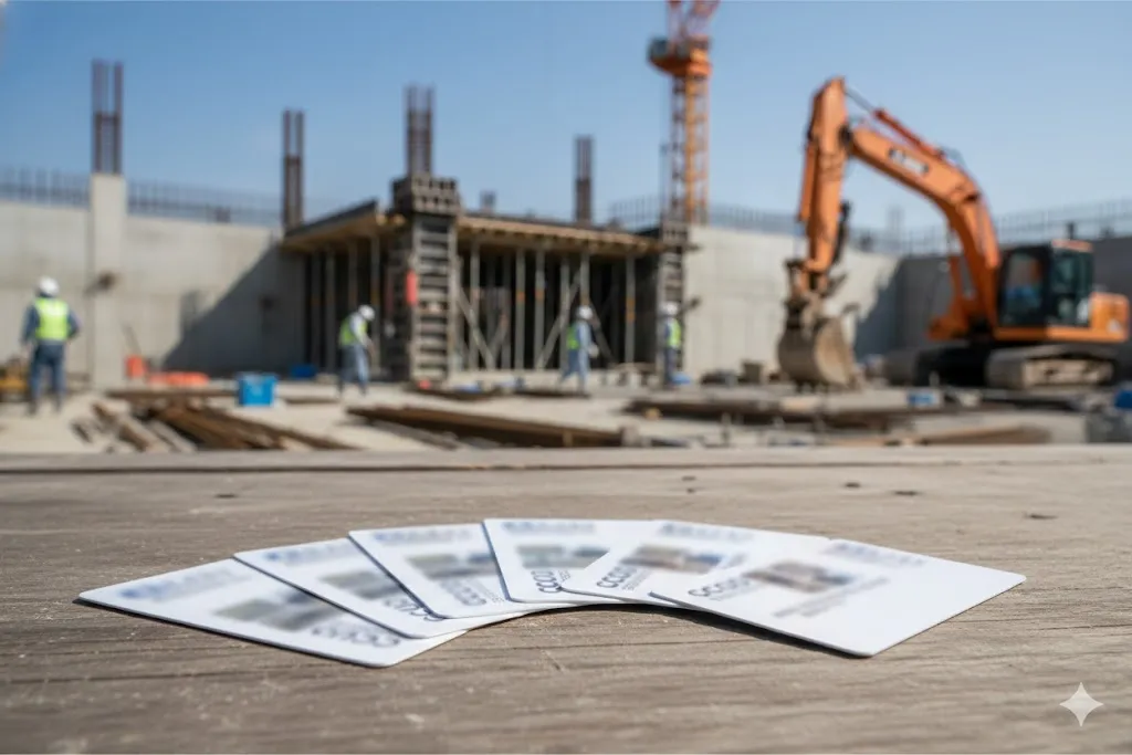 4つのレベル(ホワイト・ブルー・シルバー・ゴールド)を示す建設キャリアアップカード