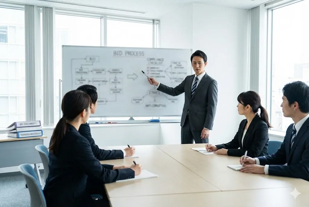 入札業務に関する社内コンプライアンス研修の様子