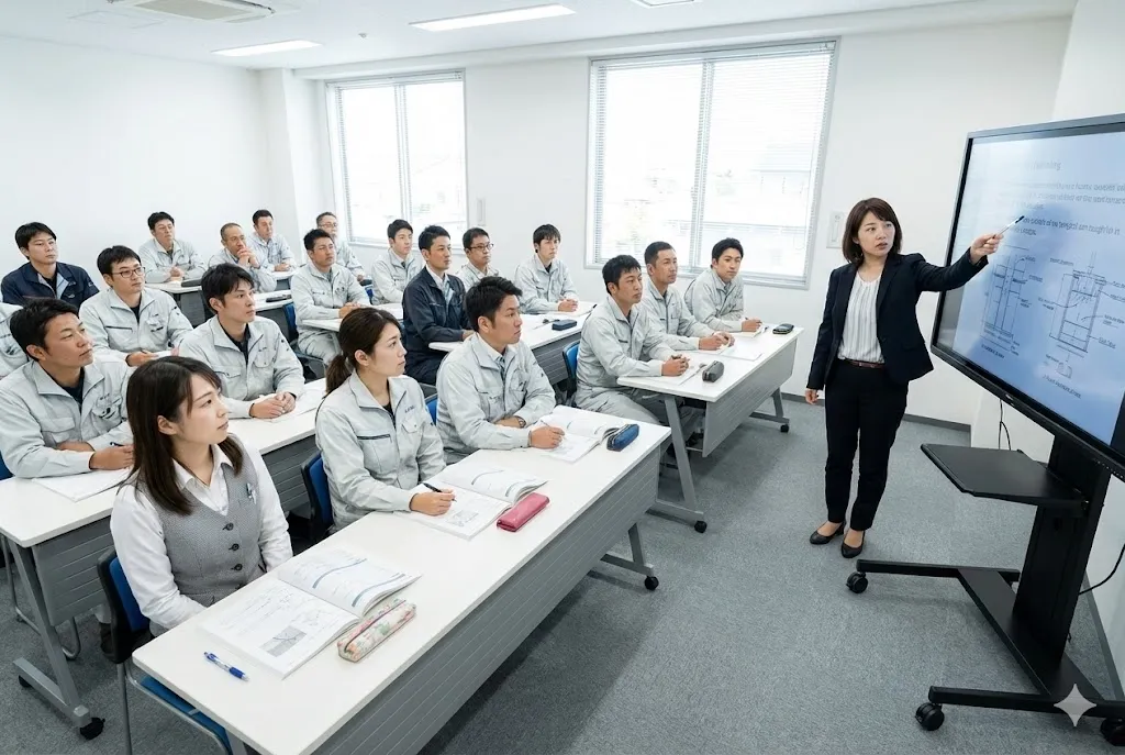 建設業のキャリアアップに向けた座学研修やOFF-JT講習会の様子