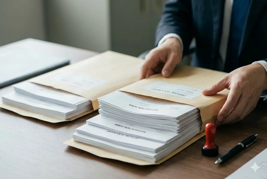 提出書類の最終確認を行う手元の様子