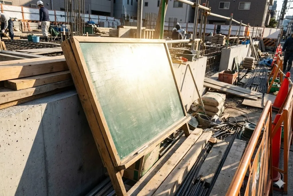 建設現場でスマートフォンアプリを使用して工事写真を撮影する現場監督