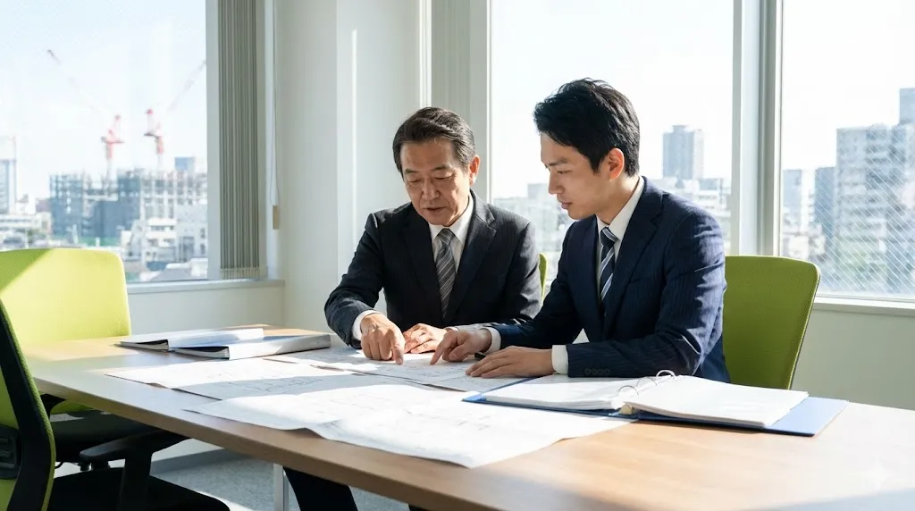 専門家と打ち合わせをする経営者の様子