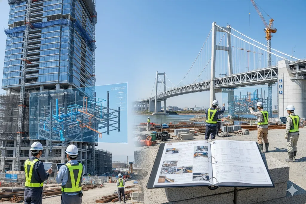 建築現場と土木（CIM）現場でBIM/CIMが活用されているシーン