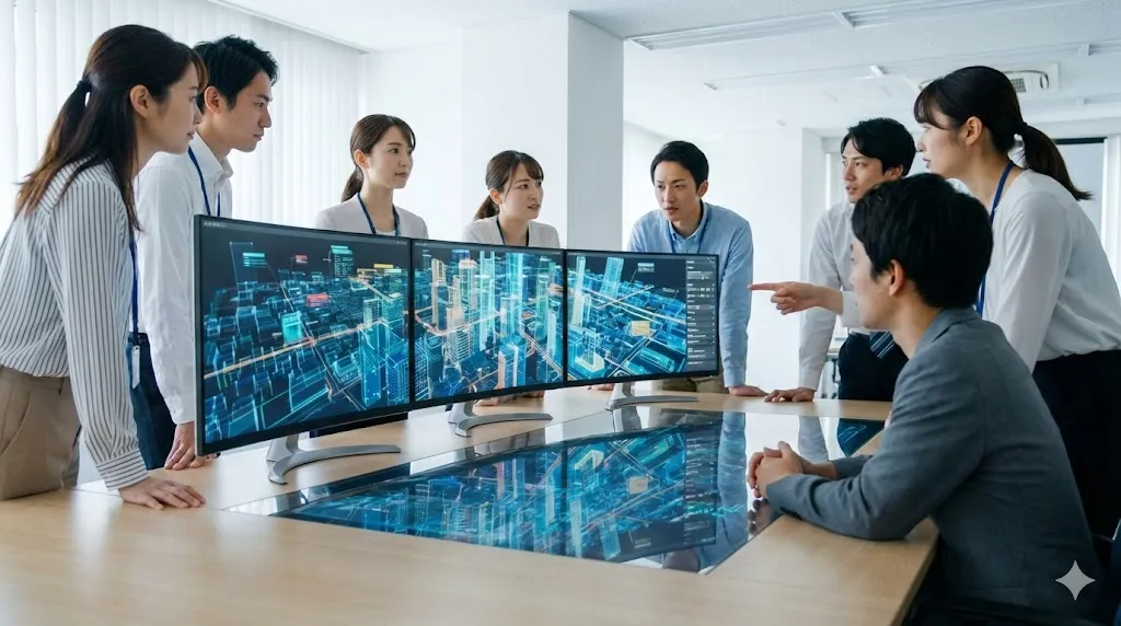 将来のキャリアプランや資格取得の計画を練っている建設エンジニアの様子