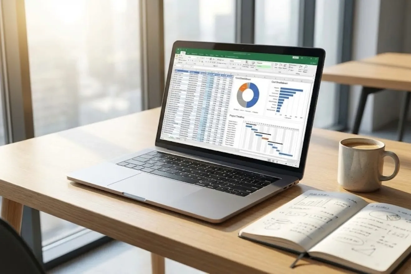 積算専用ソフトを使用して業務の効率化を図るビジネスパーソンのイメージ
