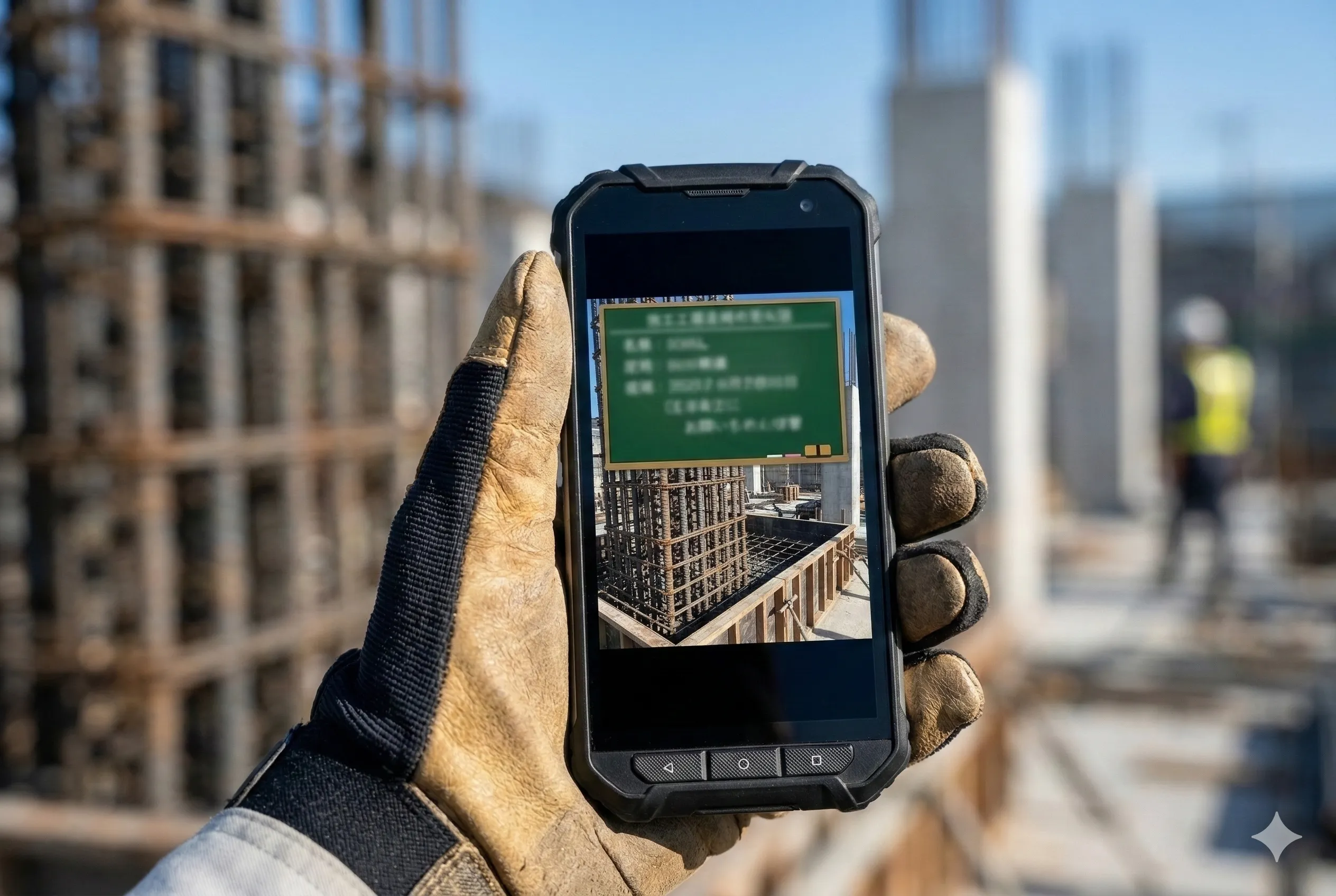 FOMA終了により現場で使えなくなるガラケーを持ち頭を抱える作業員