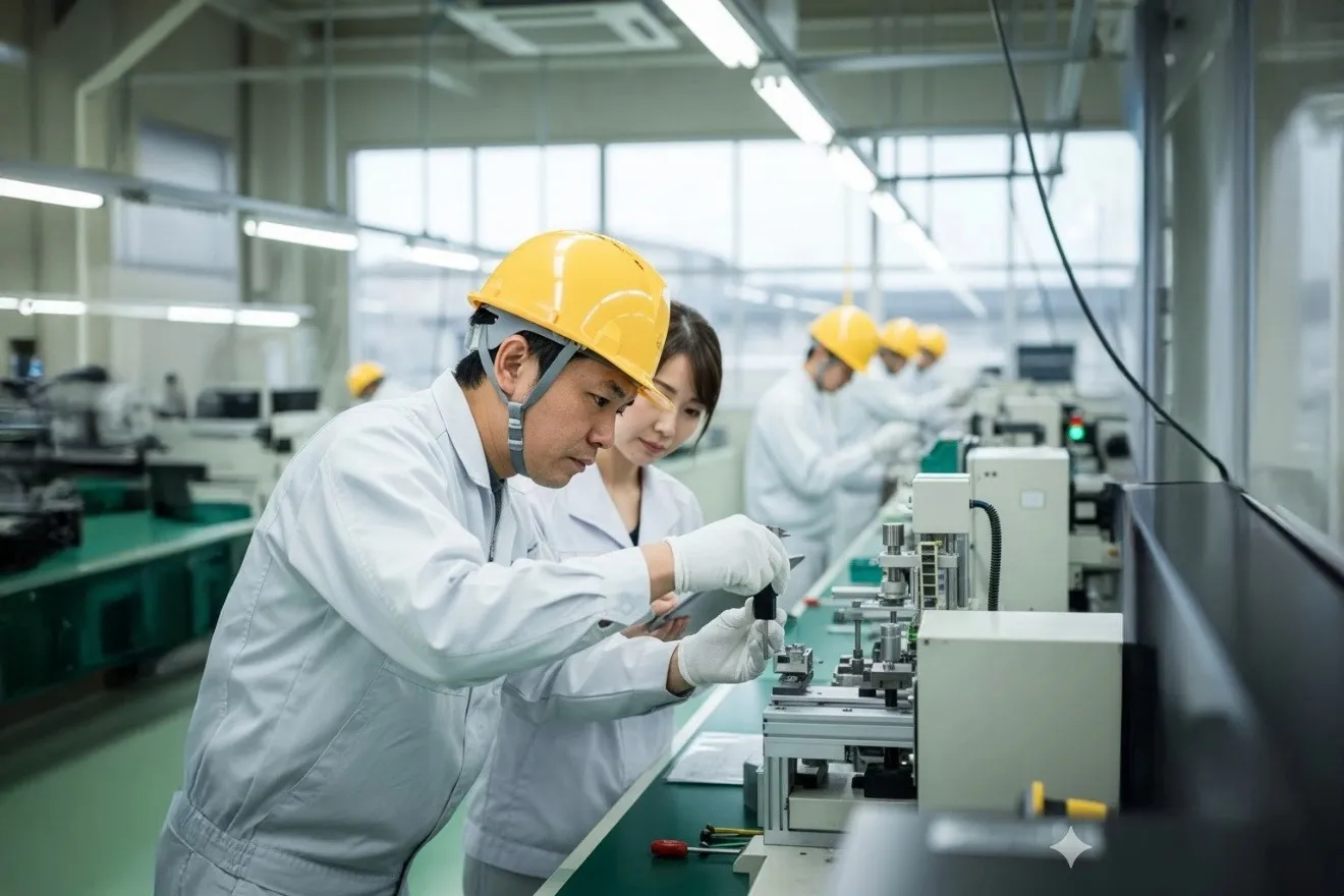 製造現場で製品の品質管理を行う作業員の様子