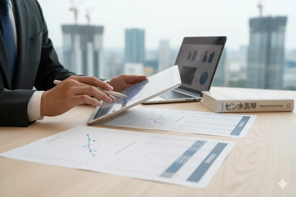 会計基準を比較検討する様子