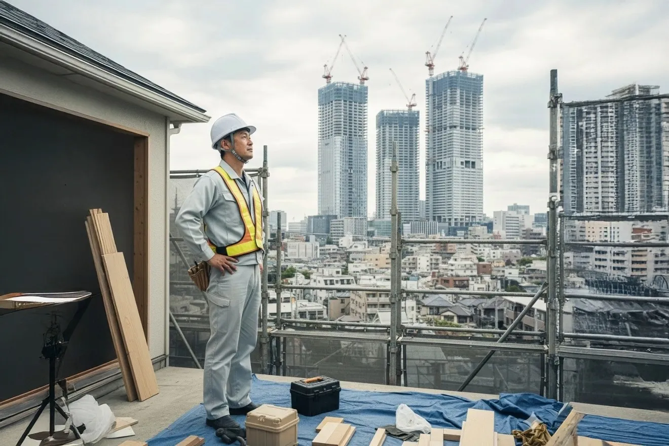 小規模現場から大規模な都市の建設現場を見据える建設作業員