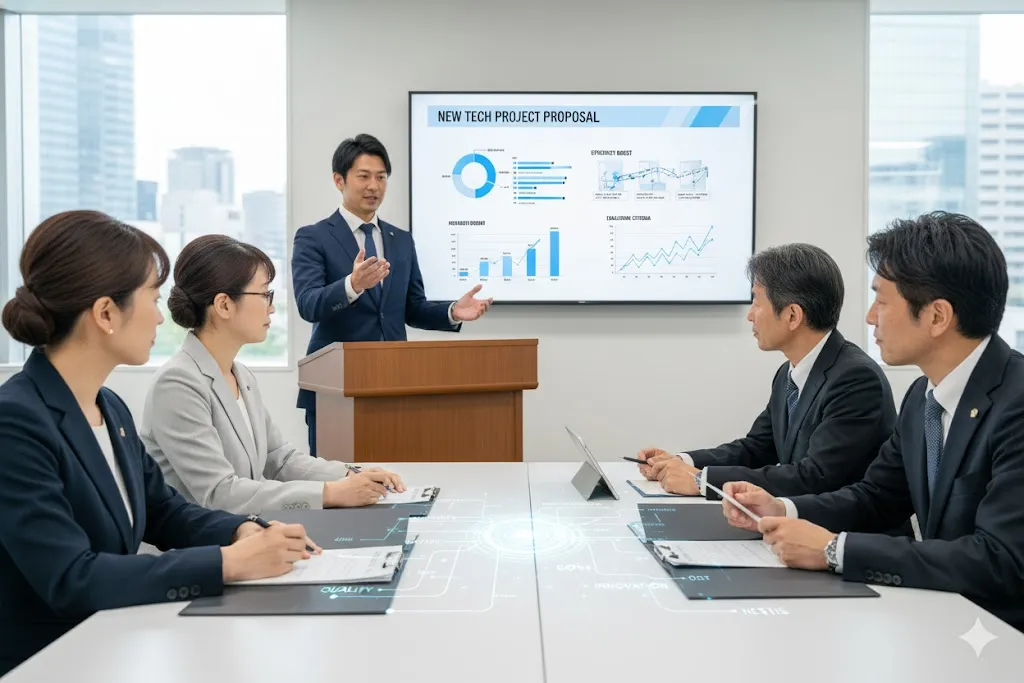 公共工事の総合評価方式でNETIS活用を提案し加点評価を受ける様子