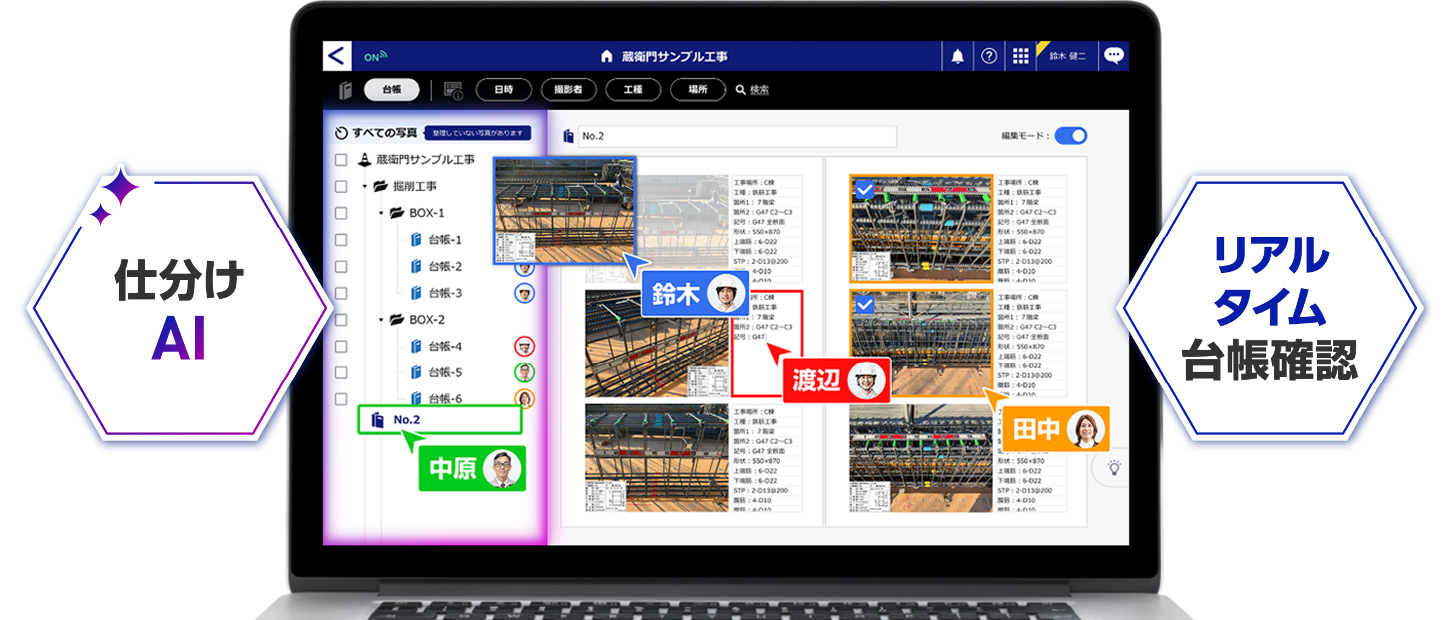 工事写真台帳機能イメージ