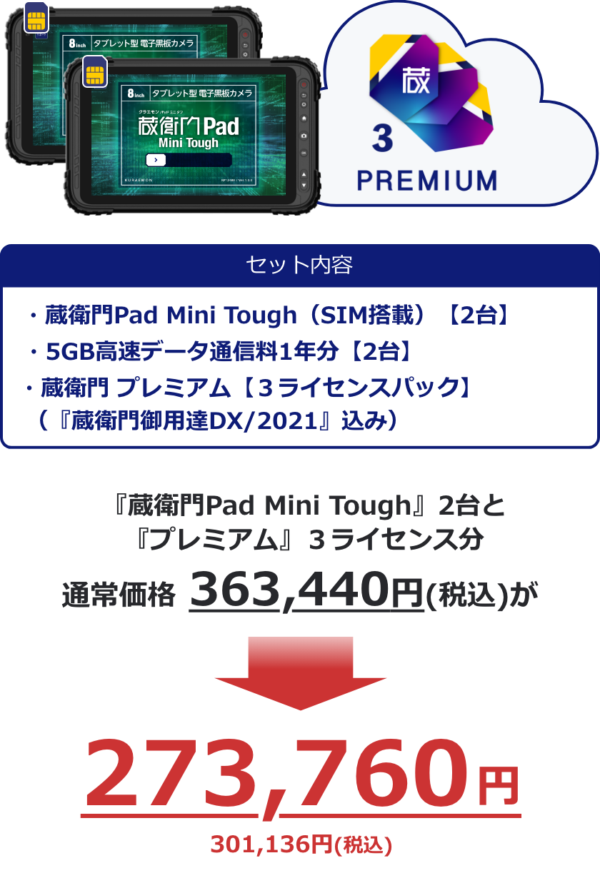 蔵衛門Pad Tough 2台セットのセット内容