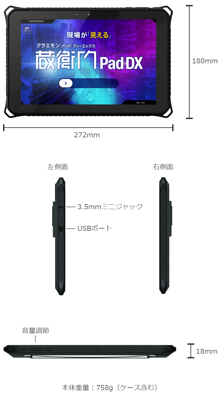 蔵衛門Pad DXのサイズイメージ